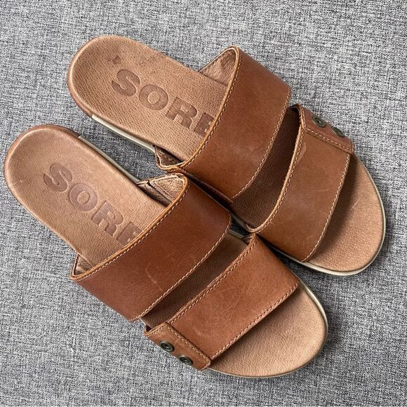 Sorel Torpeda Slide II Flat Slip On Slide Sandals Leather Size 6 - Picture 2 of 10